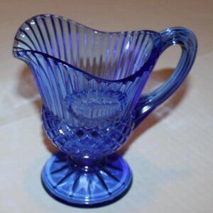 Cobalt Blue Fostoria Collectible Glass Pitcher Mount Vernon from Avon